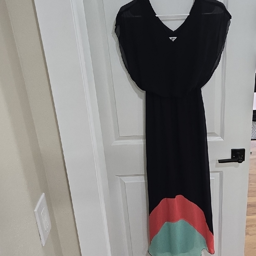 Sweet Storm Navy Dress with Coral and Mint Accents
